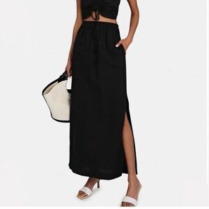 Something Navy Black Maxi Skirt and Crop Set
